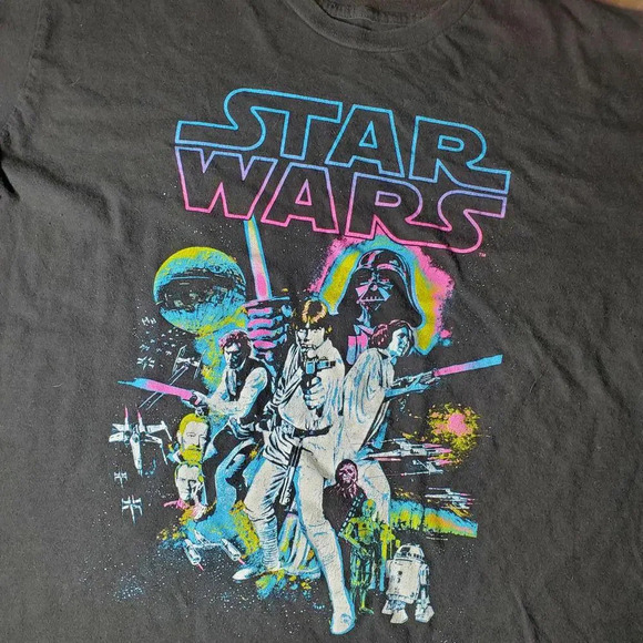 Star Wars Boys XL Neon Hope Poster Crew Neck Graphic T-Shirt - Picture 5 of 15